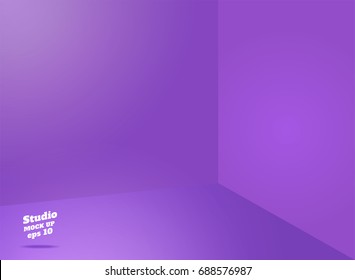 Empty purple studio room with corner background ,Template mock up for display or montage of product,Business backdrop