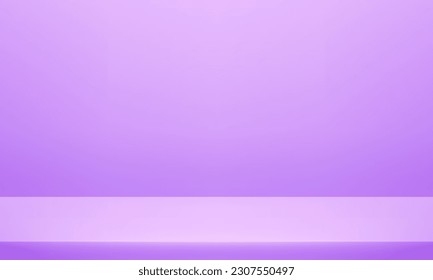 Empty purple studio room vector background. Space for selling products on the website. Vector illustration.