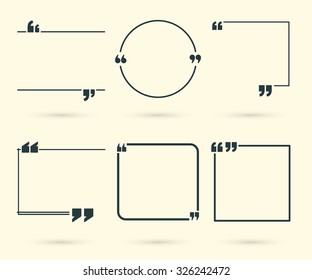 Empty quote template set. Quotes blank square. Vector illustration