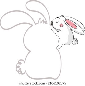 Empty rabbit symbol label with cute bunny
