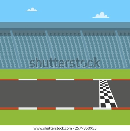 Empty racing track with start line. Vector stock