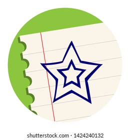 Empty Rating Star Free Hand Icon on a Notebook Sheet
