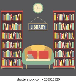 Empty Reading Seat In Library Vector Illustration