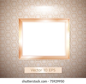 empty realistic bronze frame on the wall