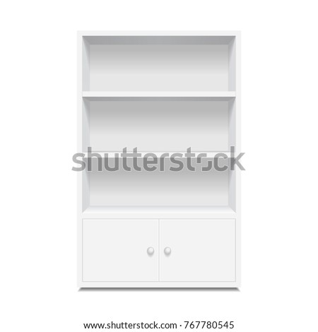 Empty realistic cupboard isolated on white background. 