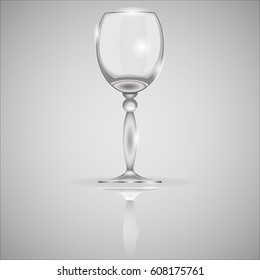 Empty Realistic Glass Isolated on mirror Vector