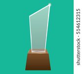 Empty realistic glass trophy awards vector statue. Glossy transparent trophy for award illustration. Promotional objects mock up.