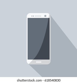 empty realistic modern blank cell phone illustration or mobile vector for business & gadget technology on flat design style grey or gray background