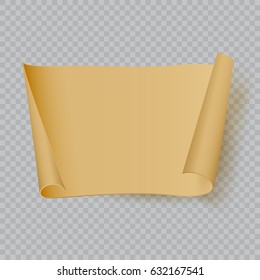 Empty realistic sheet of parchment paper. Vector illustration.