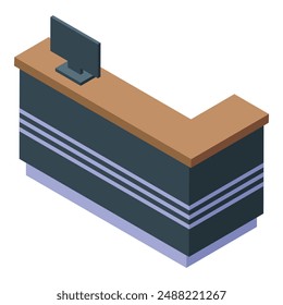 Empty reception desk with a computer on top, perfect for welcoming clients and visitors