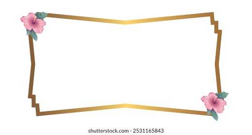 Borda dourada de retângulo vazia. Ilustração vetorial de quadro dourado horizontal em plano de fundo transparente.