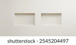 Empty rectangle niche in white wall. Realistic 3d vector illustration of showcase interior shelf for goods display. Light gallery box stand or bookshelf mockup for product presentation and exposition.