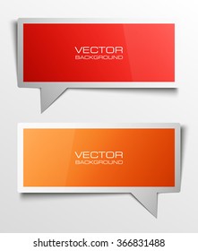 Empty a rectangle with rounded edges label vector speech bubble. Origami paper infographic colorful banners set. Annotation ribbon. Design shape. Speech talking cloud. Vector label tag. 
