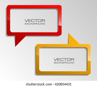 Empty a rectangle with rounded edges label vector speech bubble. Origami paper infographic colorful banners set. Annotation ribbon. Design shape. Speech talking cloud. Vector label tag. 
