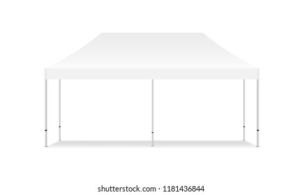 Empty rectangular outdoor canopy tent mockup - front view. Vector illustration