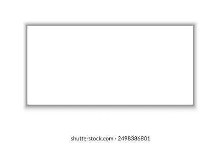 Empty rectangular paper page, poster, banner or packing box shadow effect. Soft grey shape. Rectangle shade with blank space isolated on white background. Vector realistic illustration.