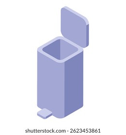 Empty recycle bin isometric object with an open lid