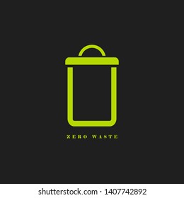 Empty recycle bin vector pictogram isolated on black background
