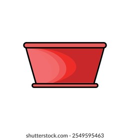 An empty red bowl. Fried chicken bowl silhouette. Cutlery illustration element design