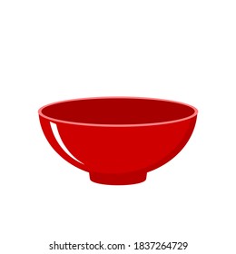 Empty red bowl icon sign on white background vector illustration.