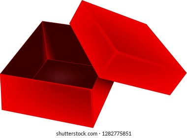 empty red box with lid open