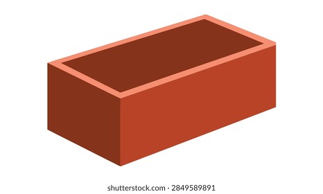 An empty red brick container rendered in isometric perspective vector isolated on transparent background