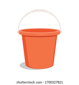 Empty Red Bucket. Bucket For Garden. Vector