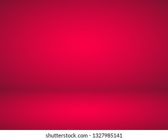 Empty red color product showcase. Studio room background. Used as background for display your product, Vector