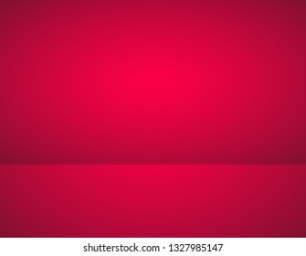 Empty red color product showcase. Studio room background. Used as background for display your product, Vector
