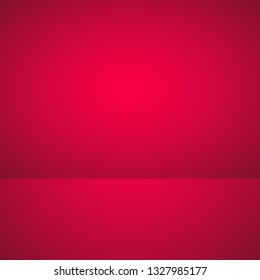 Empty red color product showcase. Studio room background. Used as background for display your product, Vector