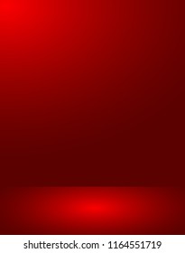 Empty red color studio room luxury background. Abstract gradient red, used as background for display products design web template, Vector illustration