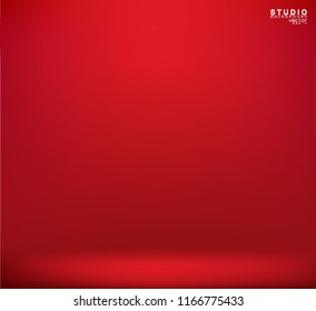 Empty red color studio room luxury background. Abstract gradient red, used as background for display products design web template, Vector illustration