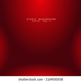 Empty red color studio room luxury background. Abstract gradient red, used as background for display products design web template, Vector illustration
