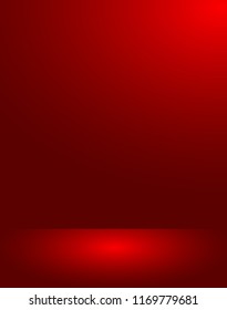 Empty red color studio room luxury background. Abstract gradient red, used as background for display products design web template, Vector illustration