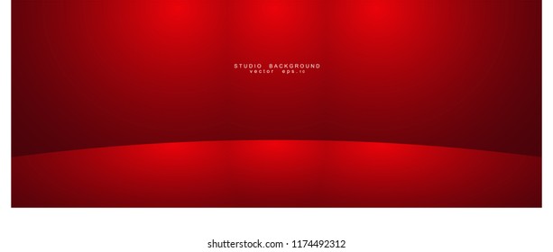 Leeres rotes Studio Zimmer luxuriösen Hintergrund. Abstrakter Farbverlauf-Rot, verwendet als Hintergrund für Display-Produkte Design Web-Vorlage, Vektorgrafik