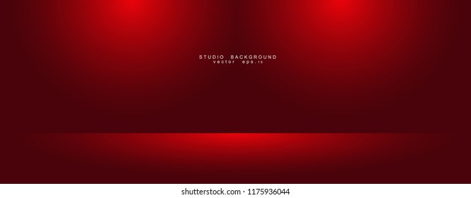 Empty red color studio room luxury background. Abstract gradient red, used as background for display products design web template, Vector illustration