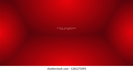 Empty red color studio room luxury background. Abstract gradient red, used as background for display products design web template, Vector illustration