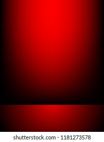 Empty red color studio room luxury background. Abstract gradient red, used as background for display products design web template, Vector illustration