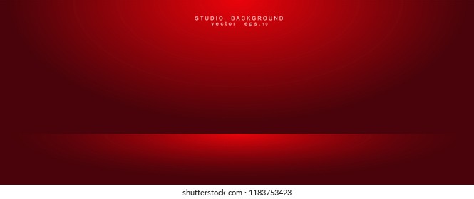 Empty red color studio room luxury background. Abstract gradient red, used as background for display products design web template, Vector illustration