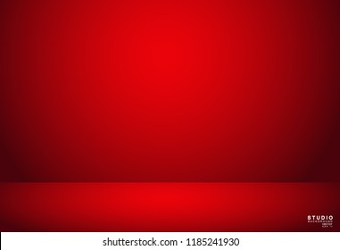 Empty red color studio room luxury background. Abstract gradient red, used as background for display products design web template, Vector illustration