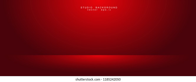 Empty red color studio room luxury background. Abstract gradient red, used as background for display products design web template, Vector illustration