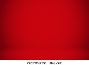 Empty red color studio room luxury background. Abstract gradient red, used as background for display products design web template, Vector illustration