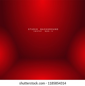 Empty red color studio room luxury background. Abstract gradient red, used as background for display products design web template, Vector illustration