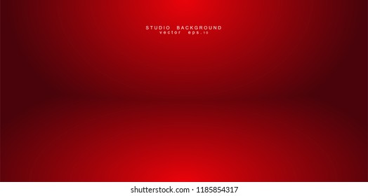 Empty red color studio room luxury background. Abstract gradient red, used as background for display products design web template, Vector illustration