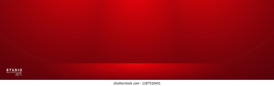 Empty red color studio room luxury background. Abstract gradient red, used as background for display products design web template, Vector illustration