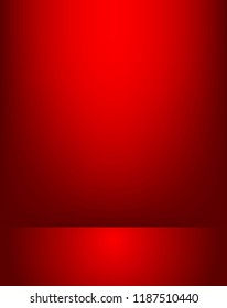 Empty red color studio room luxury background. Abstract gradient red, used as background for display products design web template, Vector illustration