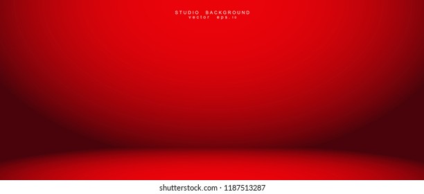 Empty red color studio room luxury background. Abstract gradient red, used as background for display products design web template, Vector illustration