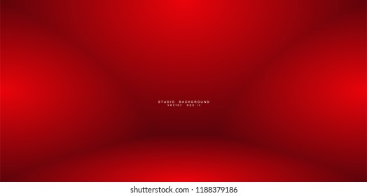Empty red color studio room luxury background. Abstract gradient red, used as background for display products design web template, Vector illustration
