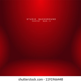 Empty red color studio room luxury background. Abstract gradient red, used as background for display products design web template, Vector illustration
