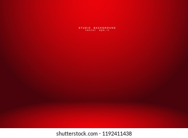 Empty red color studio room luxury background. Abstract gradient red, used as background for display products design web template, Vector illustration